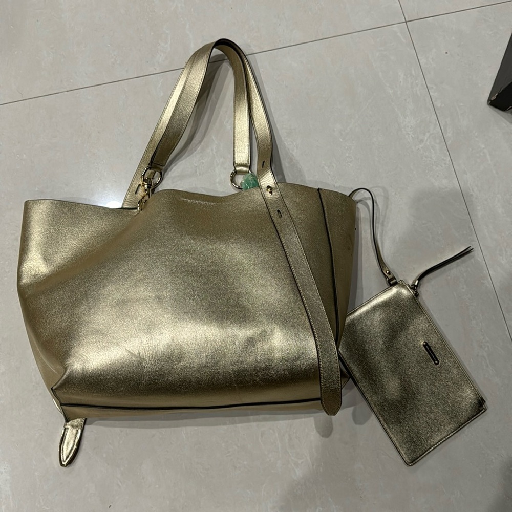 Rebecca Minkoff Gold Bag with Small Wristlet Inside